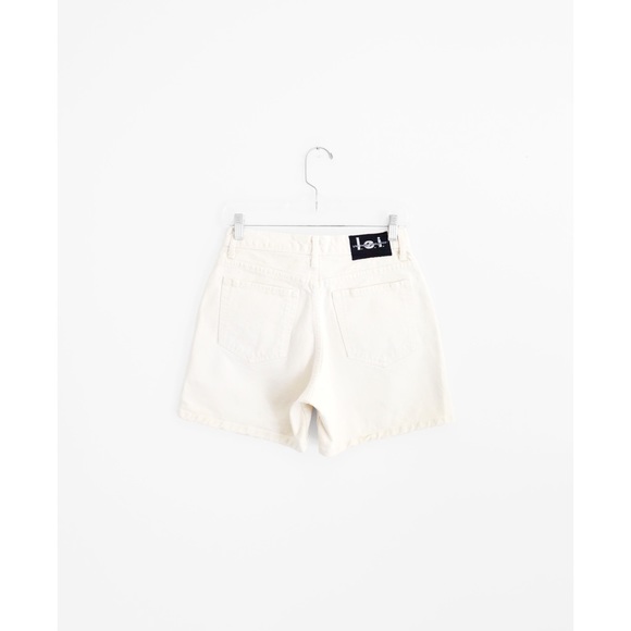 Vintage 90s Y2K l.e.i. Off White Denim High Waist Relaxed Jean Shorts 5 26 27 28 - Picture 2 of 6
